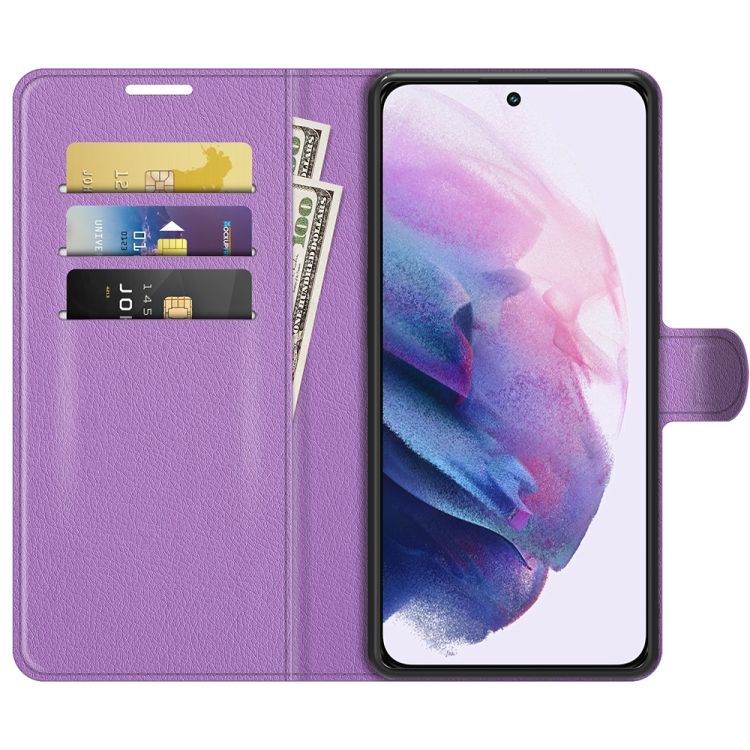 Peňaženkové puzdro Litchi fialové – Samsung Galaxy S22 | Kryty na mobil Kryty na mobil | Peňaženkové puzdro Litchi fialové – Samsung Galaxy S22 | Kryty na mobil