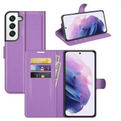 Kryty na mobil | Peňaženkové puzdro Litchi fialové – Samsung Galaxy S22+ (S22 Plus) | Kryty na mobil