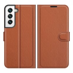 Kryty na mobil | Peňaženkové puzdro Litchi hnedé – Samsung Galaxy S22+ (S22 Plus) | Kryty na mobil