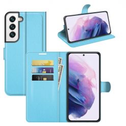 Kryty na mobil | Peňaženkové puzdro Litchi modré – Samsung Galaxy S22 | Kryty na mobil