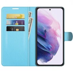 Kryty na mobil | Peňaženkové puzdro Litchi modré – Samsung Galaxy S22+ (S22 Plus) | Kryty na mobil