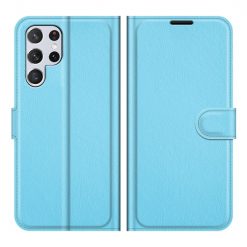 Peňaženkové puzdro Litchi modré – Samsung Galaxy S22 Ultra