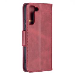 Kryty na mobil | Peňaženkové puzdro Retro Lambskin červené – Samsung Galaxy S22+ (S22 Plus) | Kryty na mobil