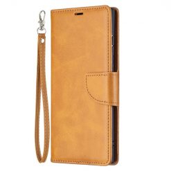 Kryty na mobil | Peňaženkové puzdro Retro Lambskin žlté – Samsung Galaxy S22 Ultra | Kryty na mobil