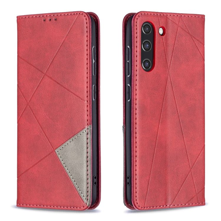 Knižkové puzdro Rhombus červené – Samsung Galaxy S21 FE | Kryty na mobil Kryty na mobil | Knižkové puzdro Rhombus červené – Samsung Galaxy S21 FE | Kryty na mobil