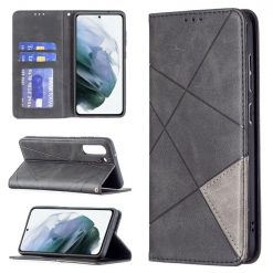 Kryty na mobil | Knižkové puzdro Rhombus čierne – Samsung Galaxy S21 FE | Kryty na mobil