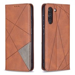 Knižkové puzdro Rhombus hnedé – Samsung Galaxy S21 FE
