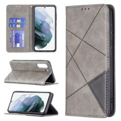 Knižkové puzdro Rhombus sivé – Samsung Galaxy S21 FE | Kryty na mobil Kryty na mobil | Knižkové puzdro Rhombus sivé – Samsung Galaxy S21 FE | Kryty na mobil