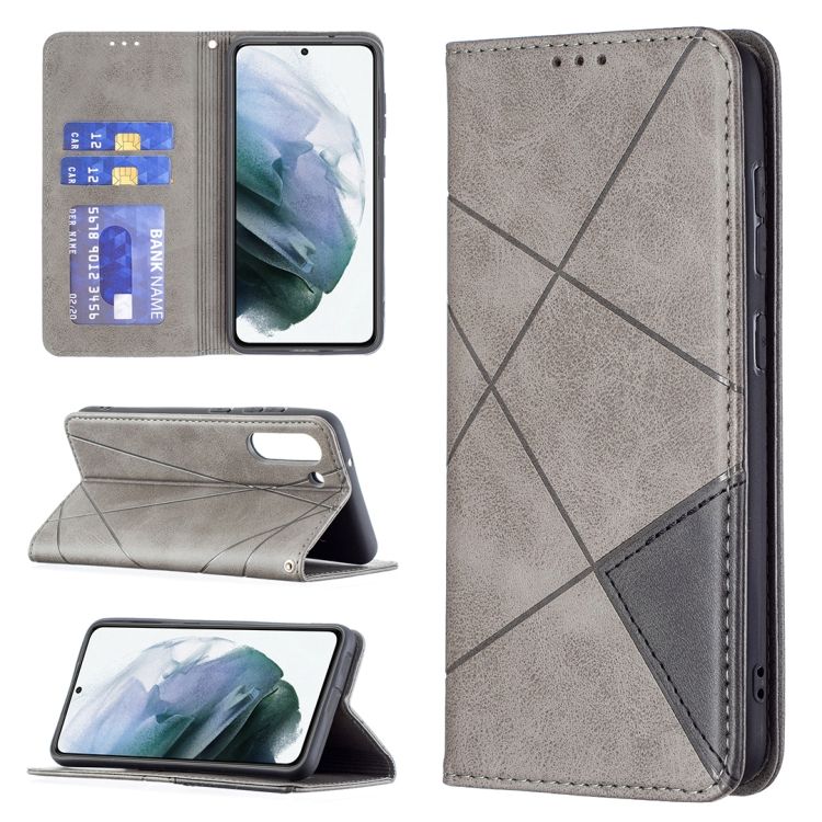 Knižkové puzdro Rhombus sivé – Samsung Galaxy S21 FE | Kryty na mobil Kryty na mobil | Knižkové puzdro Rhombus sivé – Samsung Galaxy S21 FE | Kryty na mobil