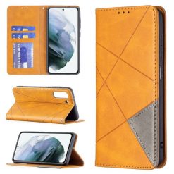 Kryty na mobil | Knižkové puzdro Rhombus žlté – Samsung Galaxy S21 FE | Kryty na mobil