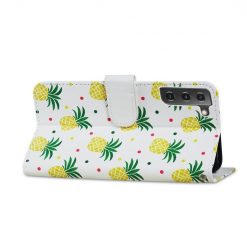 Kryty na mobil | Knižkové puzdro Trendy Cross case Ananásy – Samsung Galaxy S21 FE | Kryty na mobil