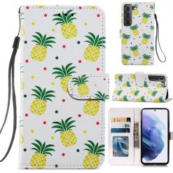 Kryty na mobil | Knižkové puzdro Trendy Cross case Ananásy – Samsung Galaxy S21 FE | Kryty na mobil
