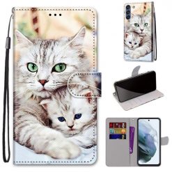 Knižkové puzdro Trendy Cross case Mačka a mačiatko – Samsung Galaxy S21 FE