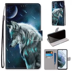 Kryty na mobil | Knižkové puzdro Trendy Cross case Nočný vlk – Samsung Galaxy S21 FE | Kryty na mobil
