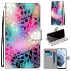 Kryty na mobil | Knižkové puzdro Trendy Cross case Pestrofarebné listy – Samsung Galaxy S21 FE | Kryty na mobil