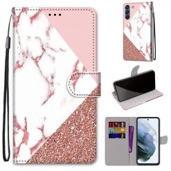 Knižkové puzdro Trendy Cross case Ružový kameň – Samsung Galaxy S21 FE