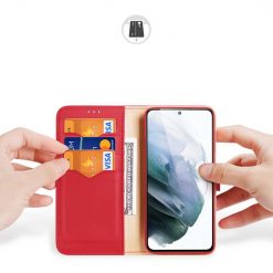 Kožené peňaženkové puzdro Dux Ducis Hivo červené – Samsung Galaxy S21 FE | Kryty na mobil Kryty na mobil | Kožené peňaženkové puzdro Dux Ducis Hivo červené – Samsung Galaxy S21 FE | Kryty na mobil