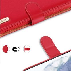 Kožené peňaženkové puzdro Dux Ducis Hivo červené – Samsung Galaxy S21 FE | Kryty na mobil Kryty na mobil | Kožené peňaženkové puzdro Dux Ducis Hivo červené – Samsung Galaxy S21 FE | Kryty na mobil