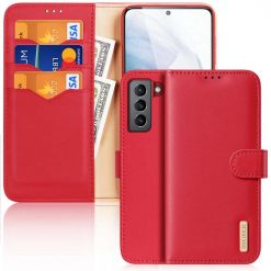 Kryty na mobil | Kožené peňaženkové puzdro Dux Ducis Hivo červené – Samsung Galaxy S21 FE | Kryty na mobil