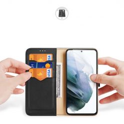 Kryty na mobil | Kožené peňaženkové puzdro Dux Ducis Hivo čierne – Samsung Galaxy S21 FE | Kryty na mobil