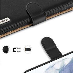 Kryty na mobil | Kožené peňaženkové puzdro Dux Ducis Hivo čierne – Samsung Galaxy S21 FE | Kryty na mobil