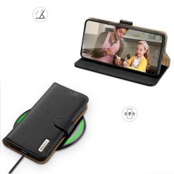 Kryty na mobil | Kožené peňaženkové puzdro Dux Ducis Hivo čierne – Samsung Galaxy S21 FE | Kryty na mobil
