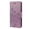 Kryty na mobil | Peňaženkové puzdro Embossing Pattern Motýľ a kvet hnedé – Samsung Galaxy S21 FE | Kryty na mobil