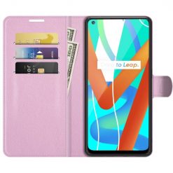 Kryty na mobil | Peňaženkové puzdro Litchi bledoružové – Realme 8 5G | Kryty na mobil
