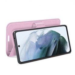 Kryty na mobil | Peňaženkové puzdro Litchi bledoružové – Samsung Galaxy S21 FE | Kryty na mobil