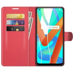 Kryty na mobil | Peňaženkové puzdro Litchi červené – Realme 8 5G | Kryty na mobil
