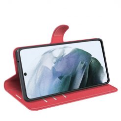 Kryty na mobil | Peňaženkové puzdro Litchi červené – Samsung Galaxy S21 FE | Kryty na mobil