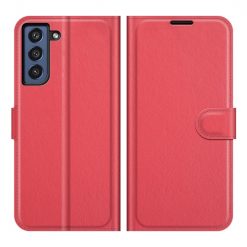 Peňaženkové puzdro Litchi červené – Samsung Galaxy S21 FE