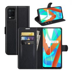 Kryty na mobil | Peňaženkové puzdro Litchi čierne – Realme 8 5G | Kryty na mobil