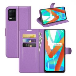 Kryty na mobil | Peňaženkové puzdro Litchi fialové – Realme 8 5G | Kryty na mobil