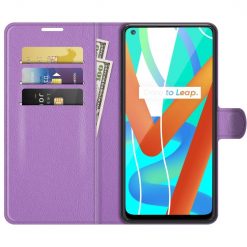Kryty na mobil | Peňaženkové puzdro Litchi fialové – Realme 8 5G | Kryty na mobil