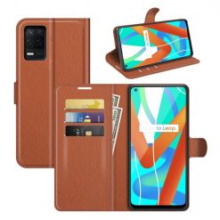 Kryty na mobil | Peňaženkové puzdro Litchi hnedé – Realme 8 5G | Kryty na mobil