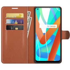 Kryty na mobil | Peňaženkové puzdro Litchi hnedé – Realme 8 5G | Kryty na mobil