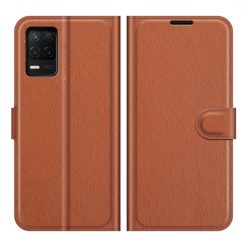 Kryty na mobil | Peňaženkové puzdro Litchi hnedé – Realme 8 5G | Kryty na mobil
