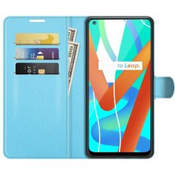 Kryty na mobil | Peňaženkové puzdro Litchi modré – Realme 8 5G | Kryty na mobil