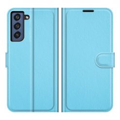 Peňaženkové puzdro Litchi modré – Samsung Galaxy S21 FE