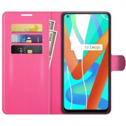 Peňaženkové puzdro Litchi ružové – Realme 8 5G | Kryty na mobil Kryty na mobil | Peňaženkové puzdro Litchi ružové – Realme 8 5G | Kryty na mobil