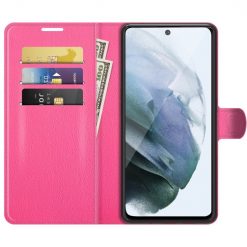 Kryty na mobil | Peňaženkové puzdro Litchi ružové – Samsung Galaxy S21 FE | Kryty na mobil
