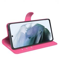 Kryty na mobil | Peňaženkové puzdro Litchi ružové – Samsung Galaxy S21 FE | Kryty na mobil