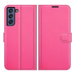 Peňaženkové puzdro Litchi ružové – Samsung Galaxy S21 FE