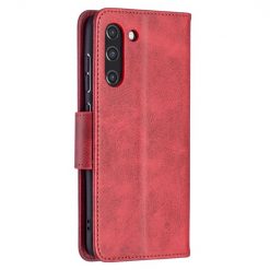 Kryty na mobil | Peňaženkové puzdro Retro Lambskin červené – Samsung Galaxy S21 FE | Kryty na mobil
