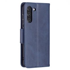 Kryty na mobil | Peňaženkové puzdro Retro Lambskin modré – Samsung Galaxy S21 FE | Kryty na mobil