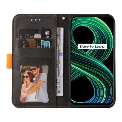 Kryty na mobil | Peňaženkové puzdro Stitching čierno-oranžové – Realme 8 5G | Kryty na mobil