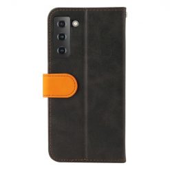 Peňaženkové puzdro Stitching čierno-oranžové – Samsung Galaxy S21 FE | Kryty na mobil Kryty na mobil | Peňaženkové puzdro Stitching čierno-oranžové – Samsung Galaxy S21 FE | Kryty na mobil