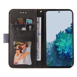 Peňaženkové puzdro Stitching čierno-sivé – Samsung Galaxy S21 FE | Kryty na mobil Kryty na mobil | Peňaženkové puzdro Stitching čierno-sivé – Samsung Galaxy S21 FE | Kryty na mobil
