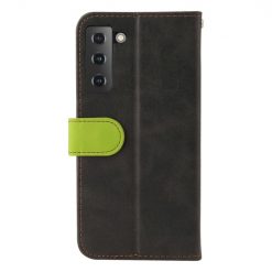 Kryty na mobil | Peňaženkové puzdro Stitching čierno-zelené – Samsung Galaxy S21 FE | Kryty na mobil
